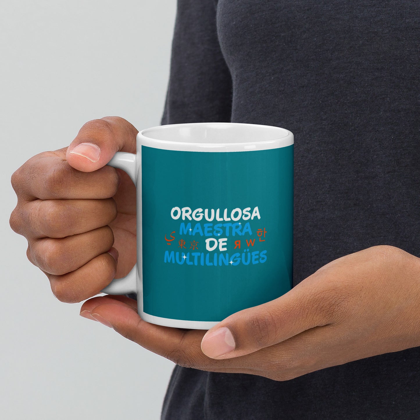 Multilingual Teacher White glossy mug (Spanish).