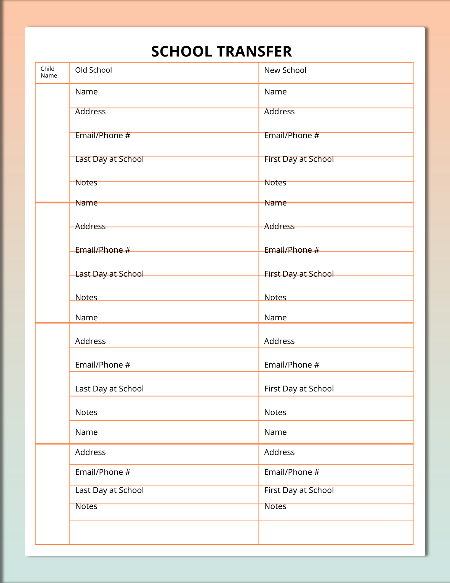 Family Moving Planner