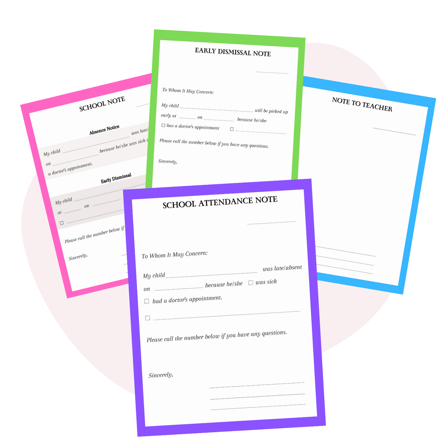 School Absence and Tardiness Notification Templates