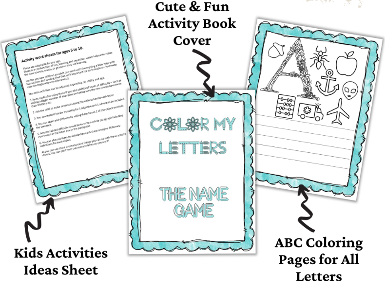 ABC Coloring Pages & Name Game for Kids (Printable)