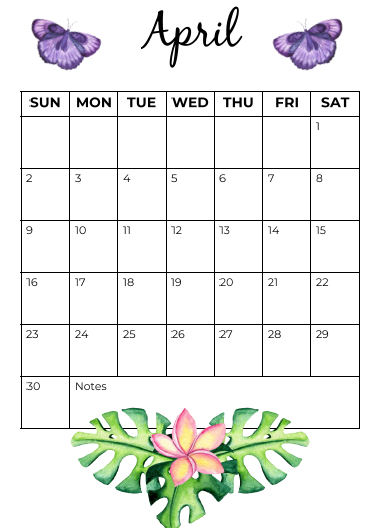 Tropical Floral Calendar - 2023 (Free)