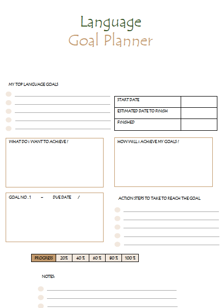 language learning planner