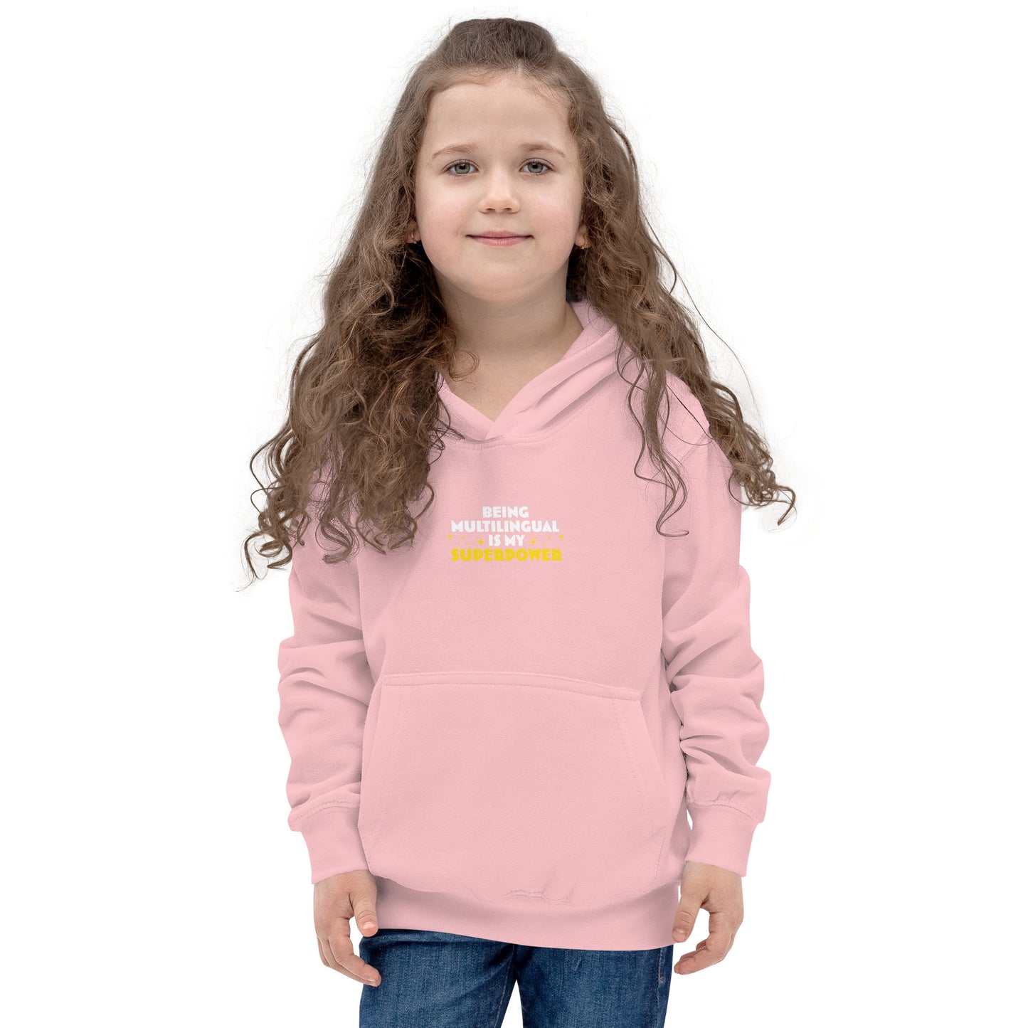 Sudadera con capucha para niños Superpower multilingüe.