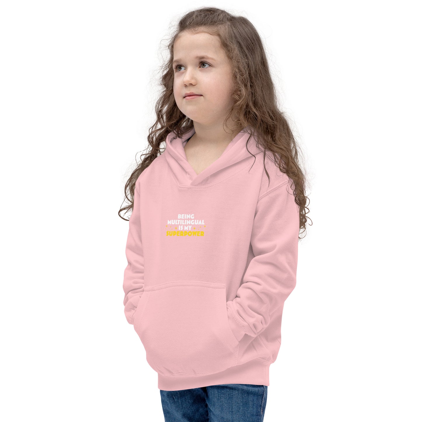 Sudadera con capucha para niños Superpower multilingüe.