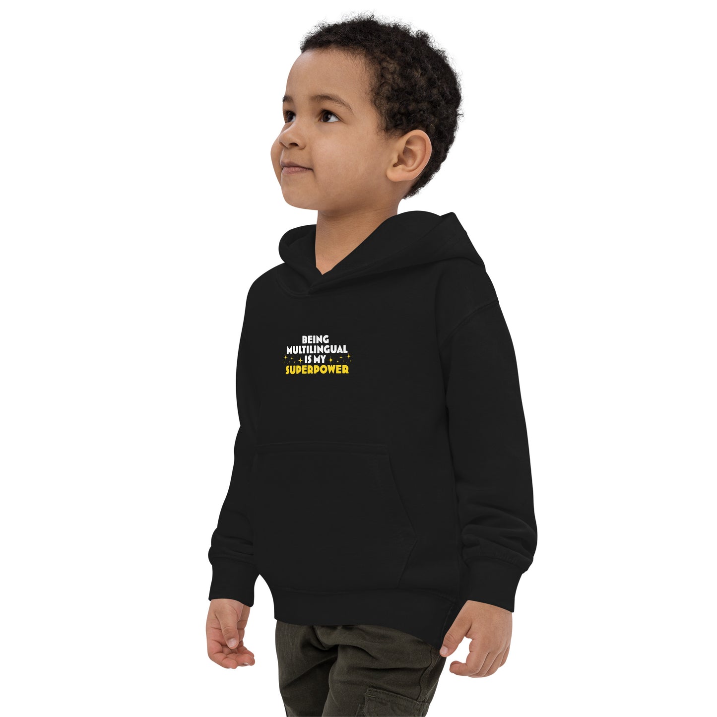 Sudadera con capucha para niños Superpower multilingüe.