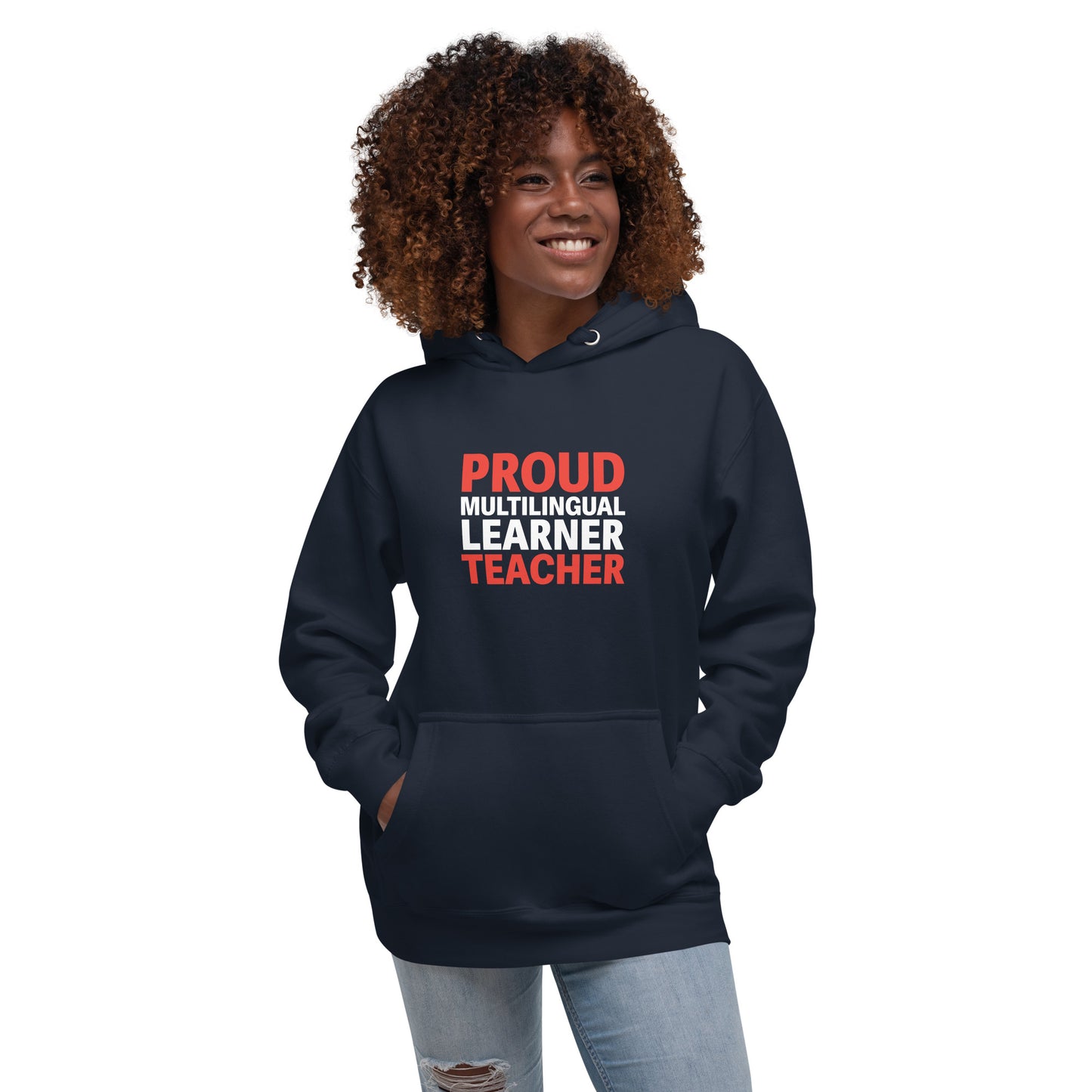 Sudadera con capucha para profesor de aprendizaje multilingüe